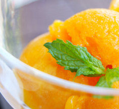 Grilled Peach Mango, Pineapple and Lime Sorbet